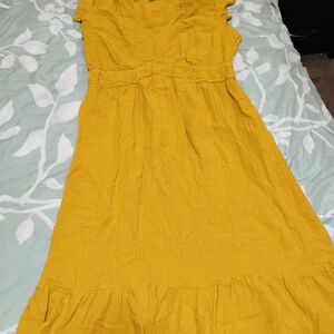 Time and Tru Mustard Midi Dress